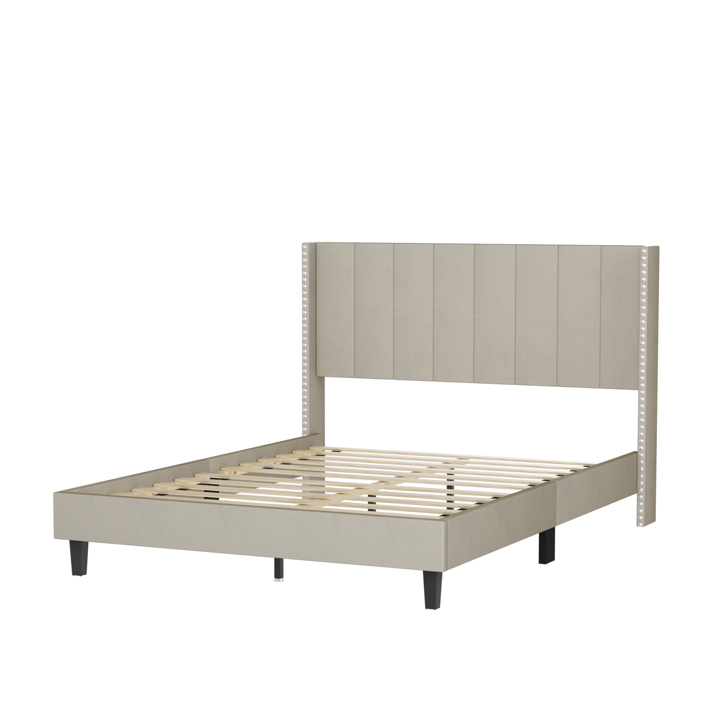 Bazu Queen Size Platform Bed Frame - Beige
