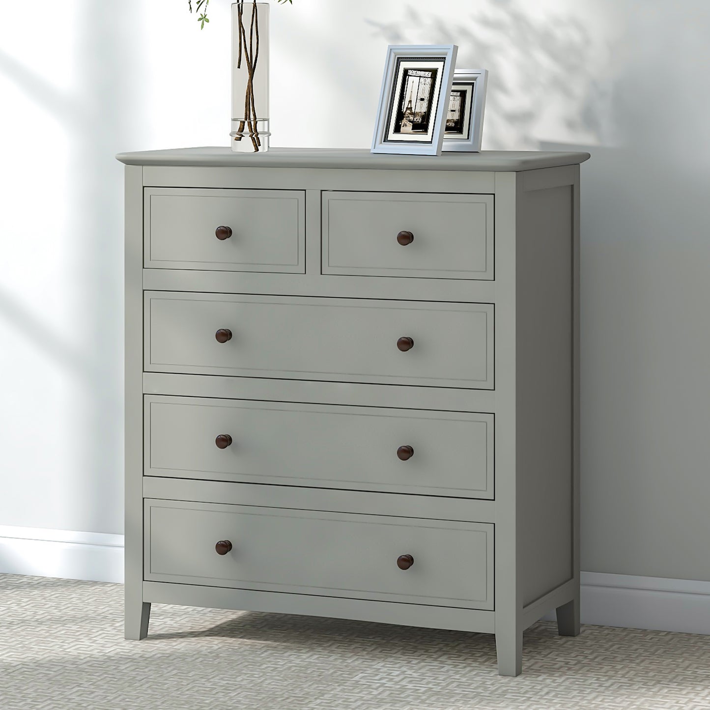 Elegant Graywood 5-Drawer Chest