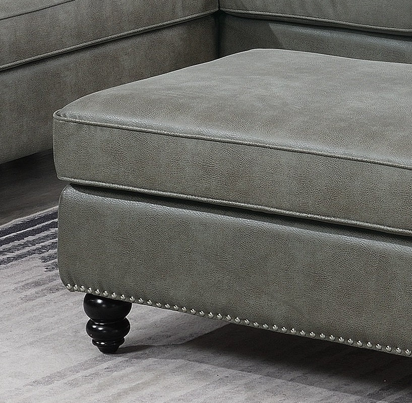 Cocktail Ottoman Wooden Legs - Grey