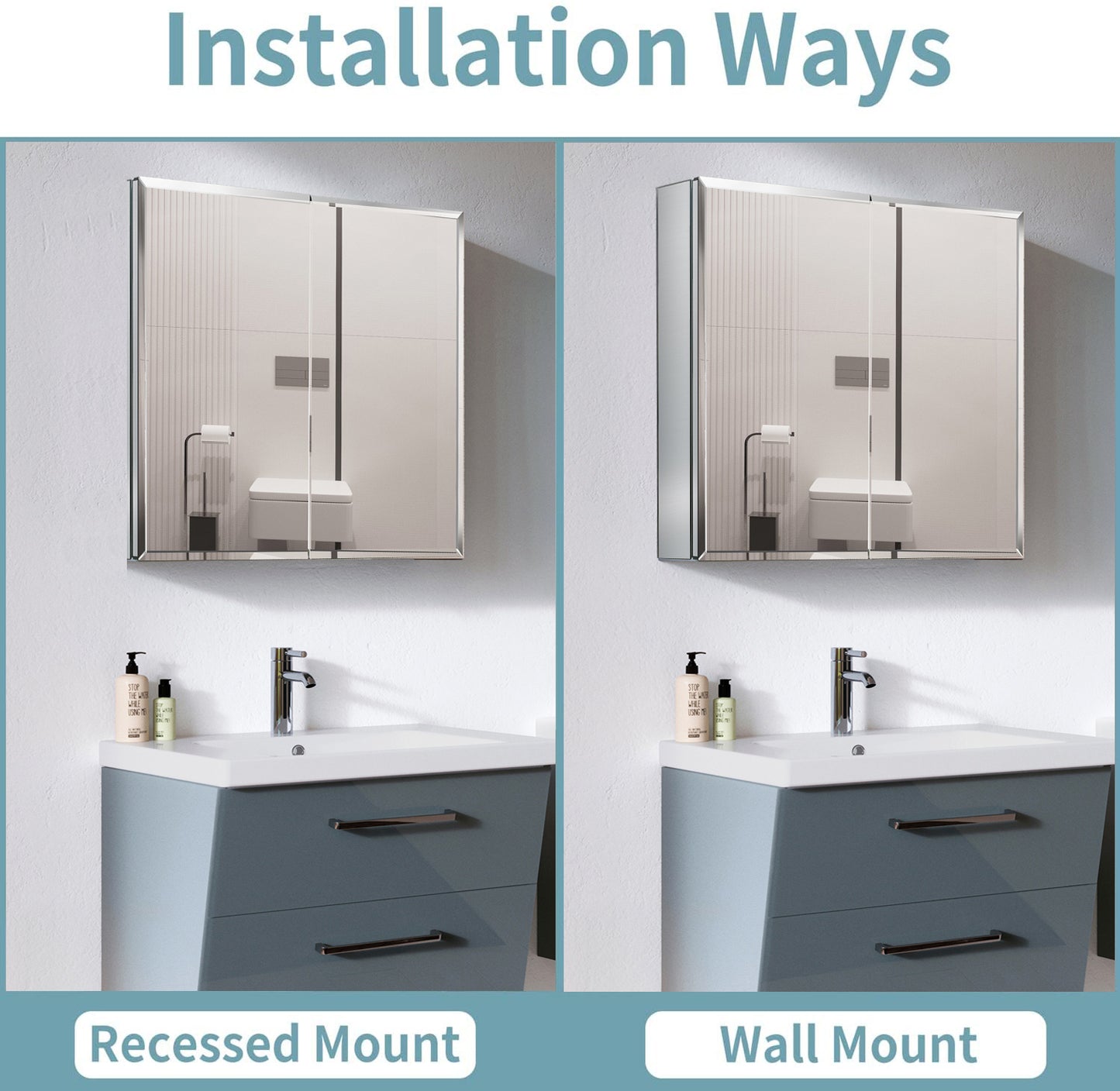 Elegant Reflections Double Door Mirror Medicine Cabinet
