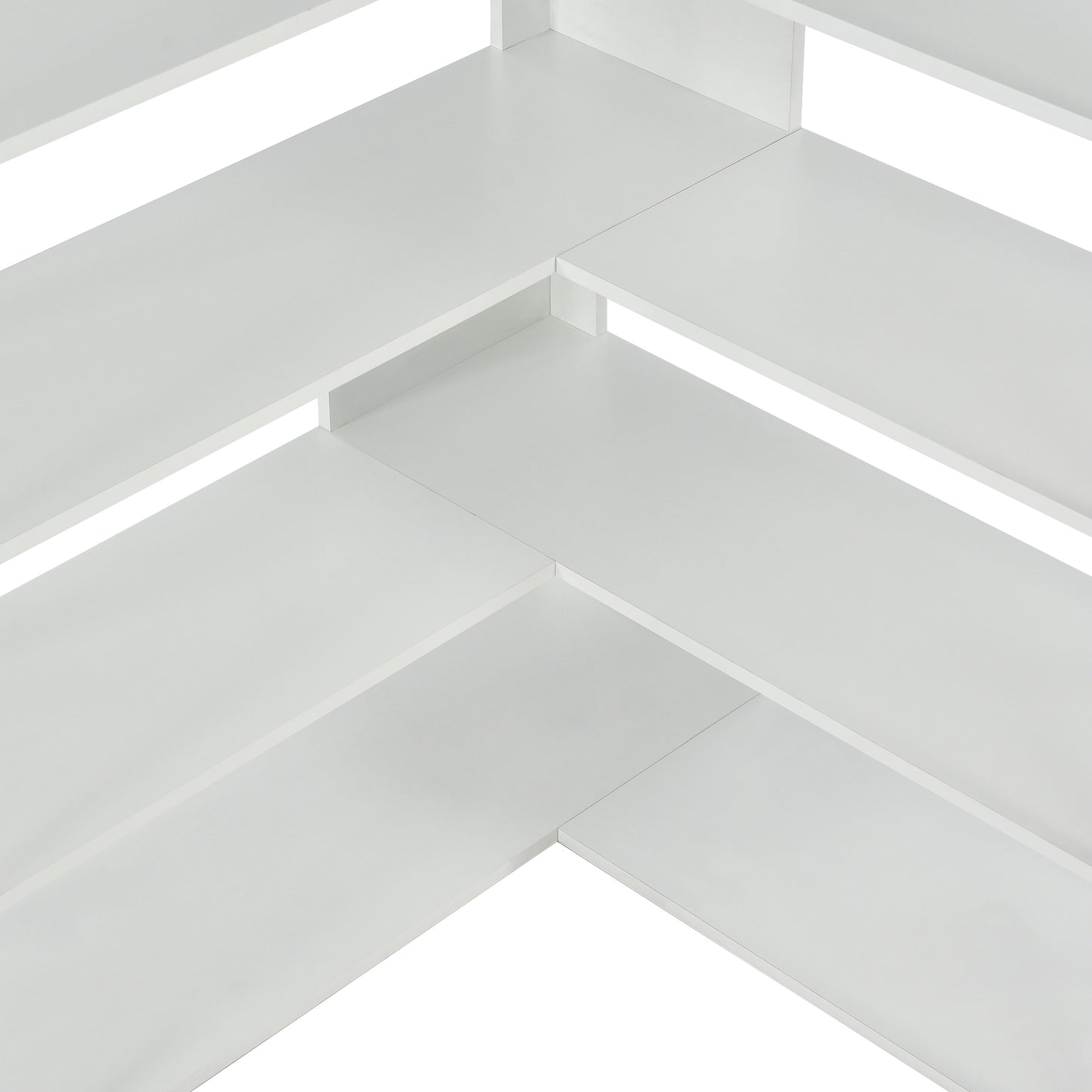 L-Shaped Corner Bookcase - Golden+White