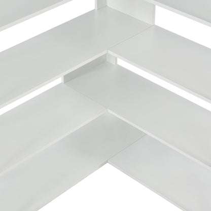L-Shaped Corner Bookcase - Golden+White