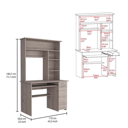 Isabelle Office Set, Bookcase and Desk - Light Gray