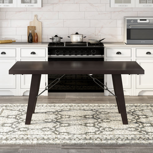 Rustic Elegance 72" Espresso Wooden Table with Chain Bracket