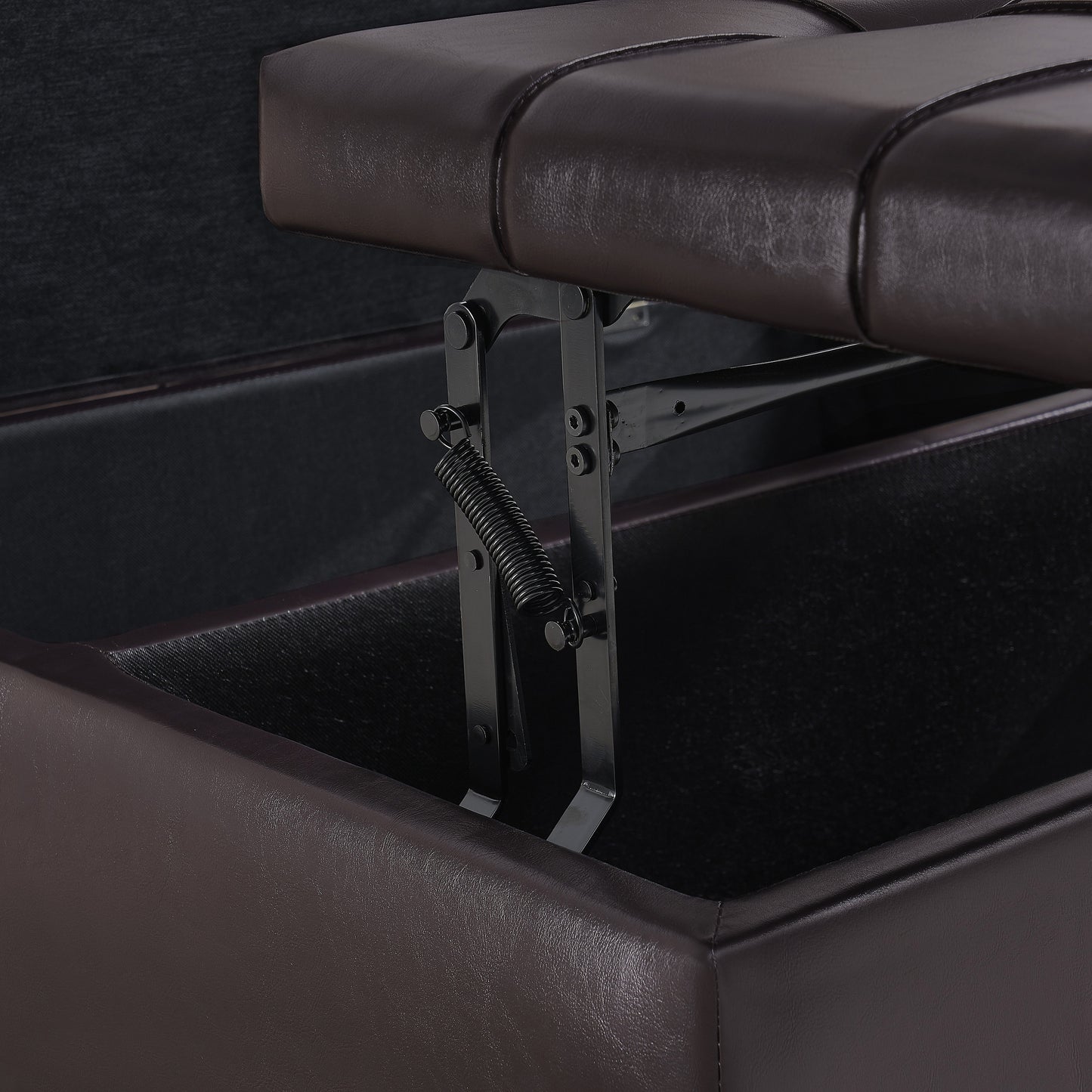 Square Faux Leather Storage Ottoman - Dark Brown