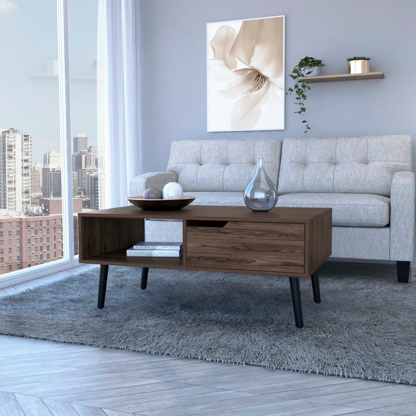 Piercey Coffee Table - Dark Walnut