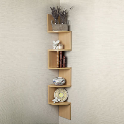 Beech Corner Wall Mount Shelf - Brown