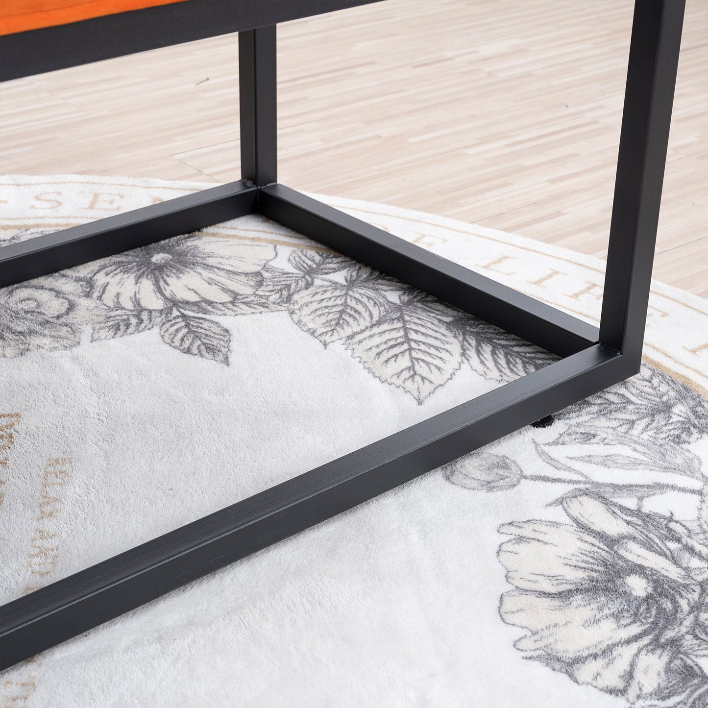 Metal Base Upholstered Bench - Orange