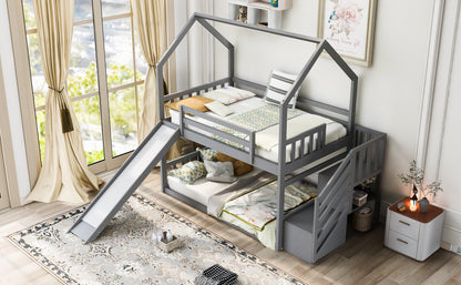 Slide and Store Twin House Bunk Bed