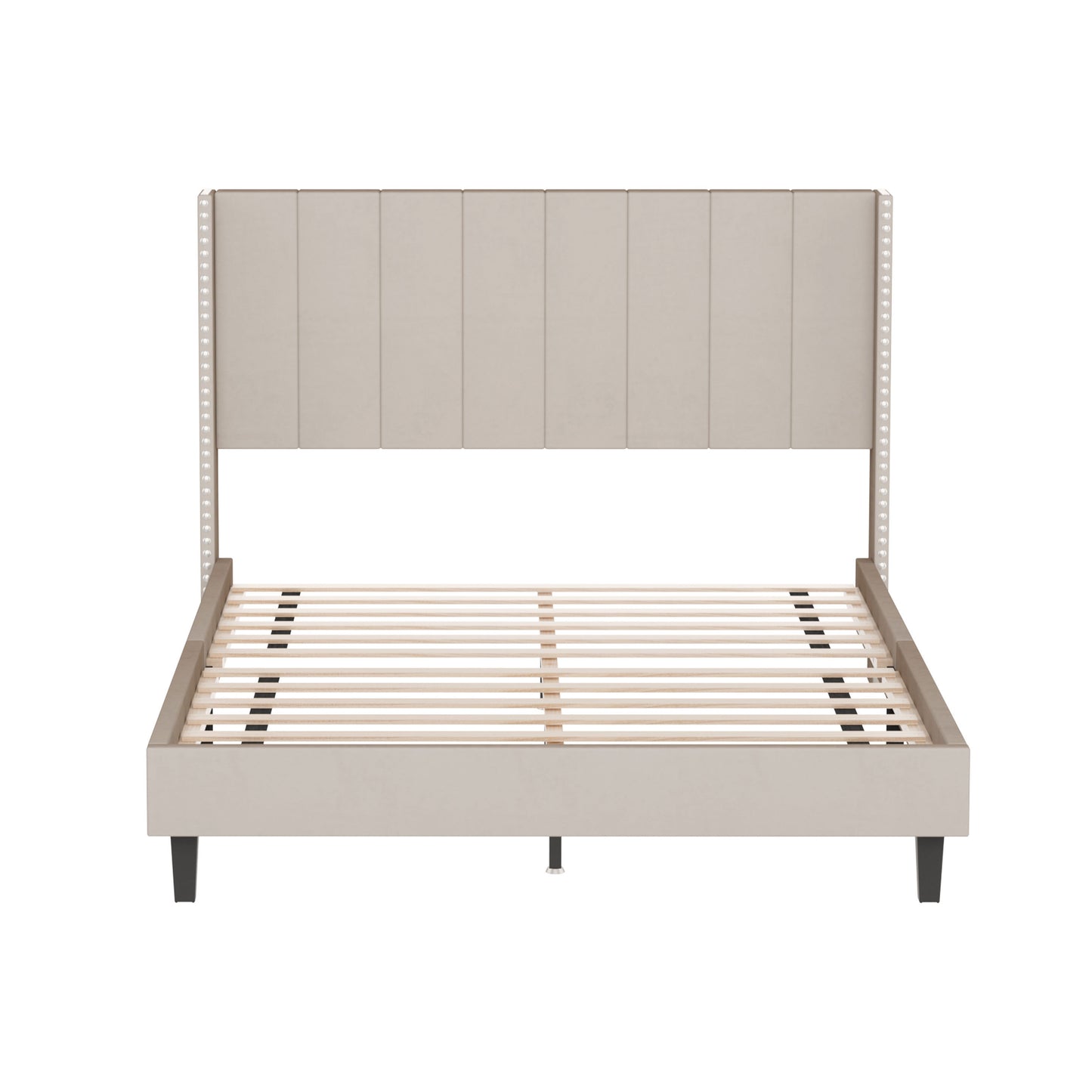 Bazu Queen Size Platform Bed Frame - Beige