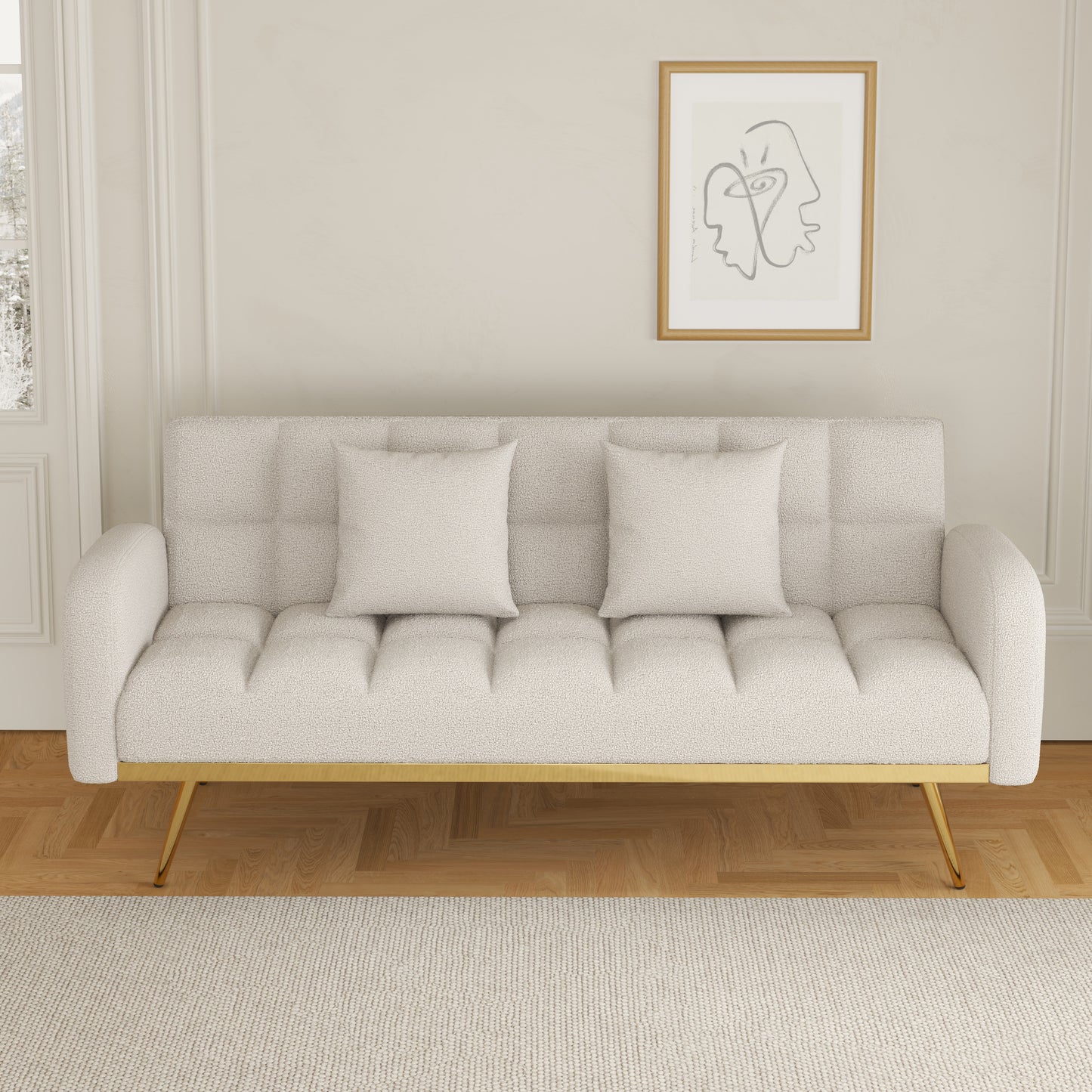 Sonic Convertible Sofa Bed- Beige