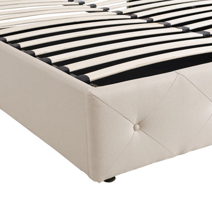 Cipher Queen Size Storage Platform Bed w Hydraulic System - Beige