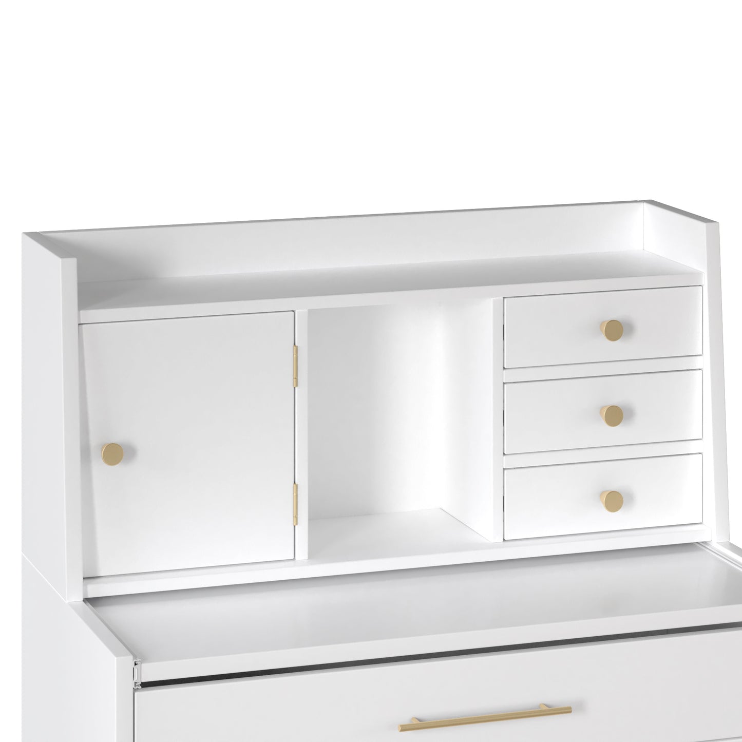 Elegance White Vanity Set with Mirror and Retractable Table