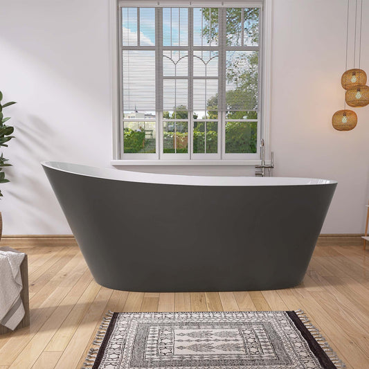 Nest 59" Acrylic Freestanding  Soaking Bathtub - White+Gray