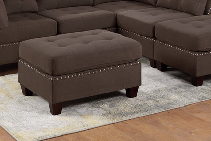 Tufted Fabric Ottoman - Coffee