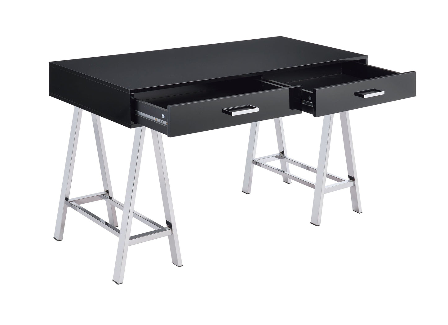 Coleen Desk in Black High Gloss & Chrome
