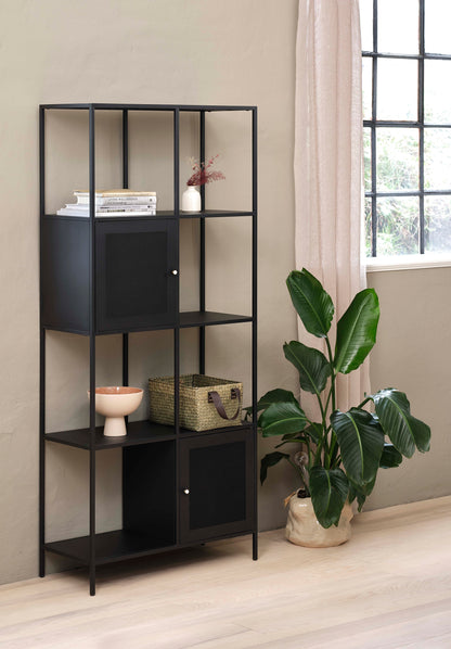 Black Metal 2-Door Bookcase