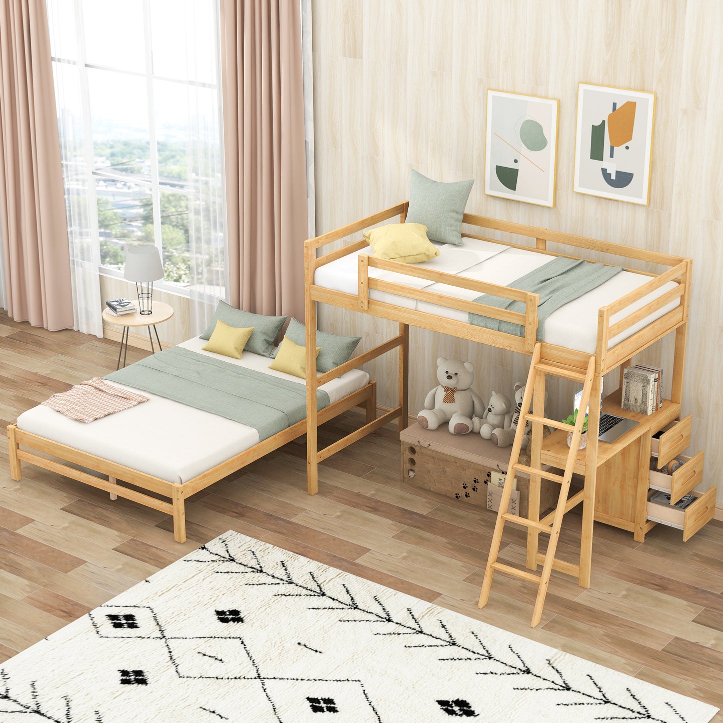 Nature's Haven Twin Full Desk Bed