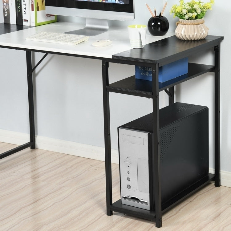 Computer Desk Wood Table Metal Frame - White & Black