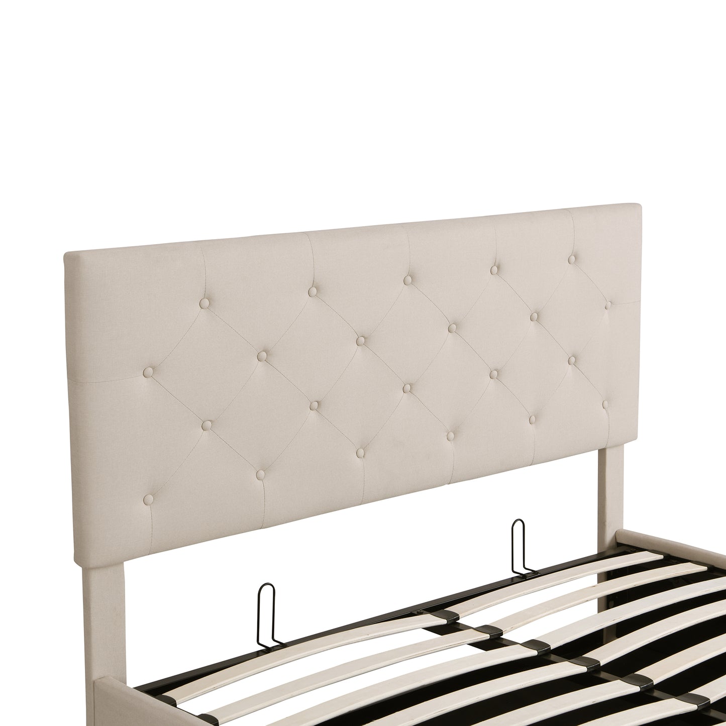 Cipher Queen Size Storage Platform Bed w Hydraulic System - Beige