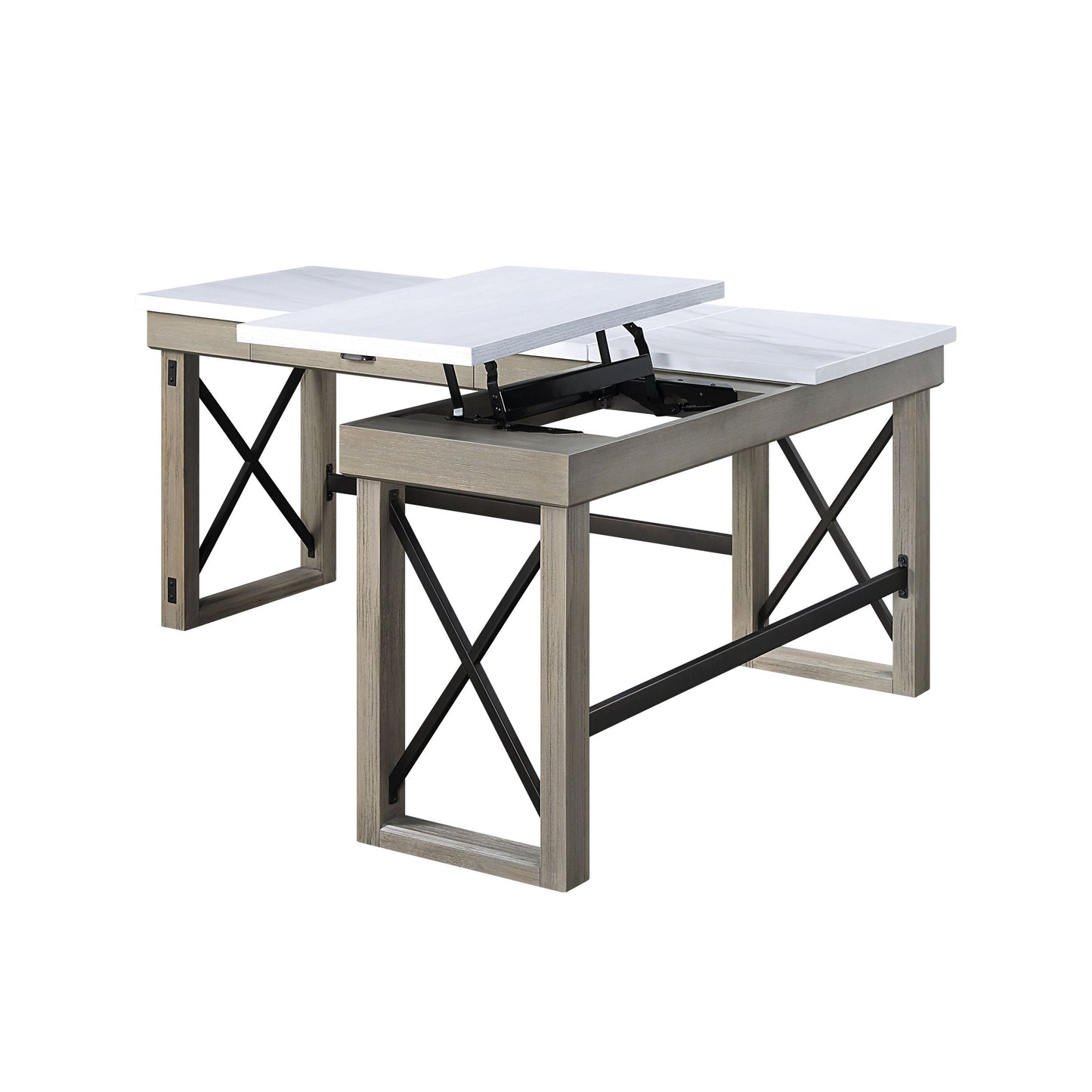 Marble Oak Lift-Top Writing Desk