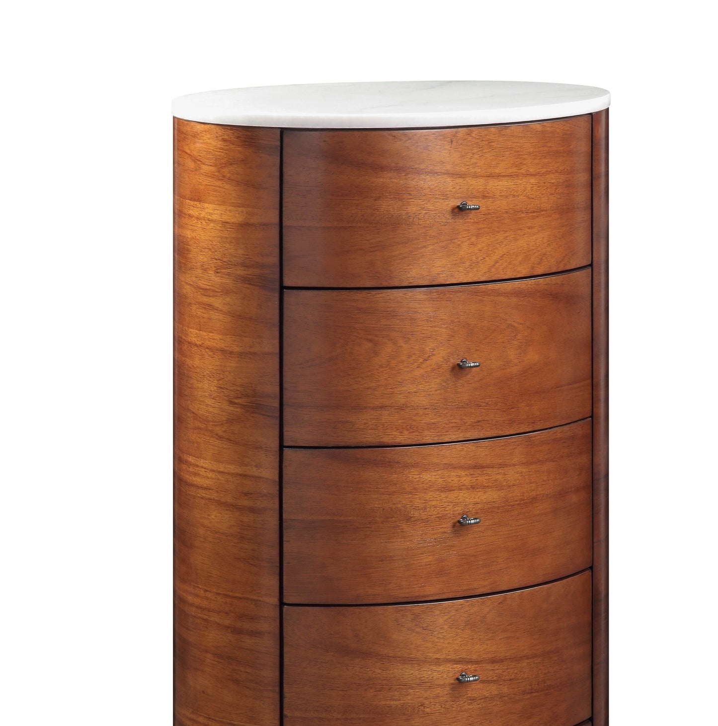 Elegant Marble Walnut Chest of 5 Drawers