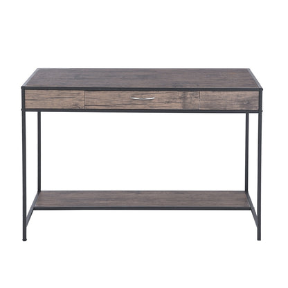 Computer Desk With one Drawer - Walnut & Black