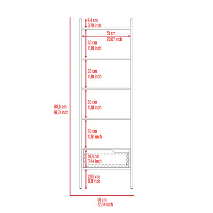 Havenwood 1-Drawer 4-Shelf Ladder Bookcase Dark Walnut