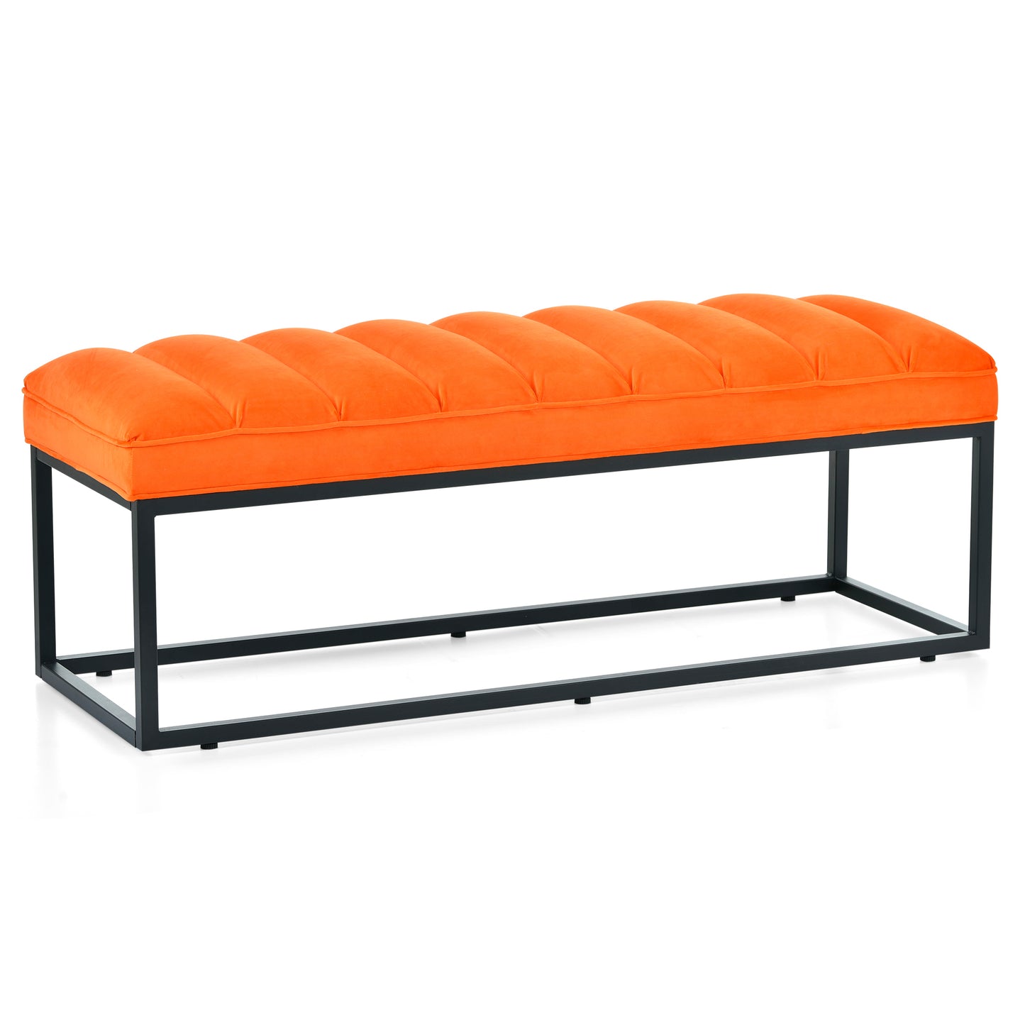 Metal Base Upholstered Bench - Orange