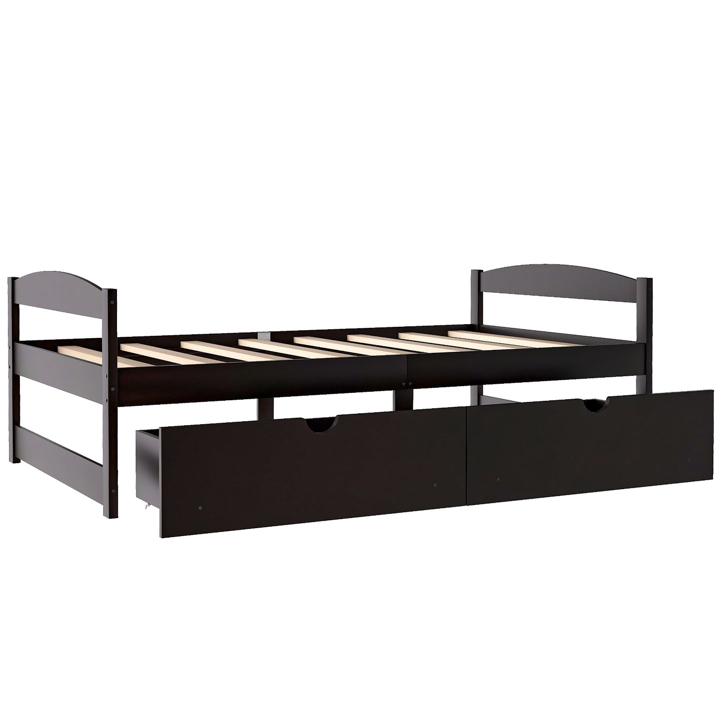 Espresso Dream Twin Platform Bed with Dual Drawers