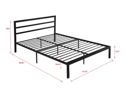 Zaker Queen Size Platform Metal Bed Frame - Black