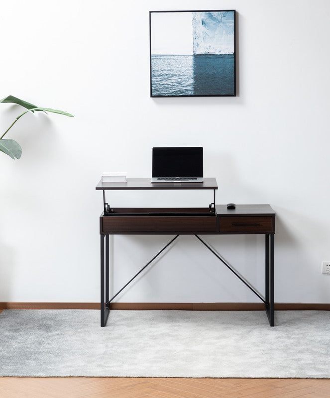 Lumina Walnut Wood Lift Top Desk with Secret Compartment and Drawer
