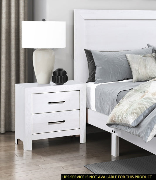 Yodi Wooden Nightstand 2x Drawers - White