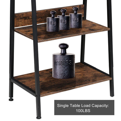 Rustic Brown 4-Tier Bookshelf Organizer
