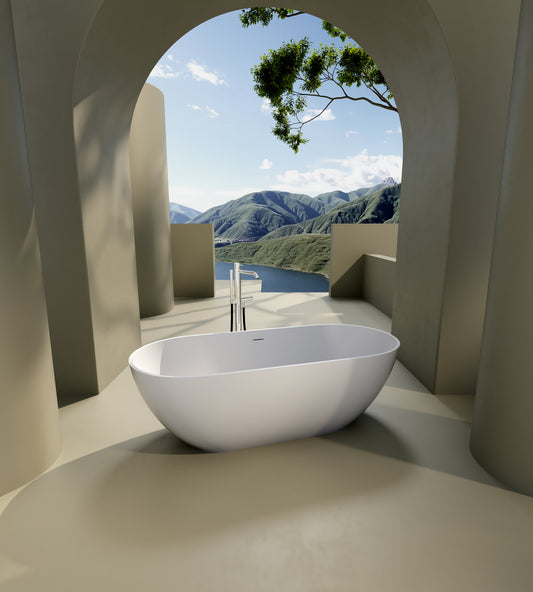 Era 69" Solid Surface Freestanding Bathtub - White