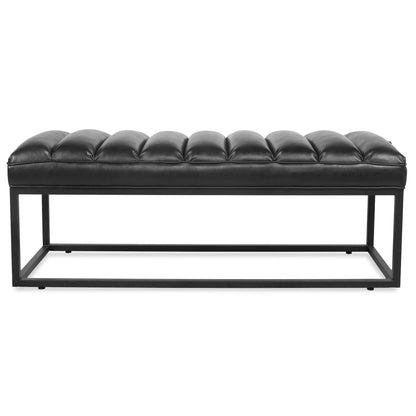 Metal Base Upholstered Bench - Black