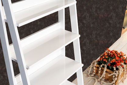 Otavio 5 Tier Modern Ladder Bookshelf - White