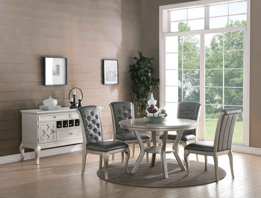 Elegant Silver Hue Round Dining Set