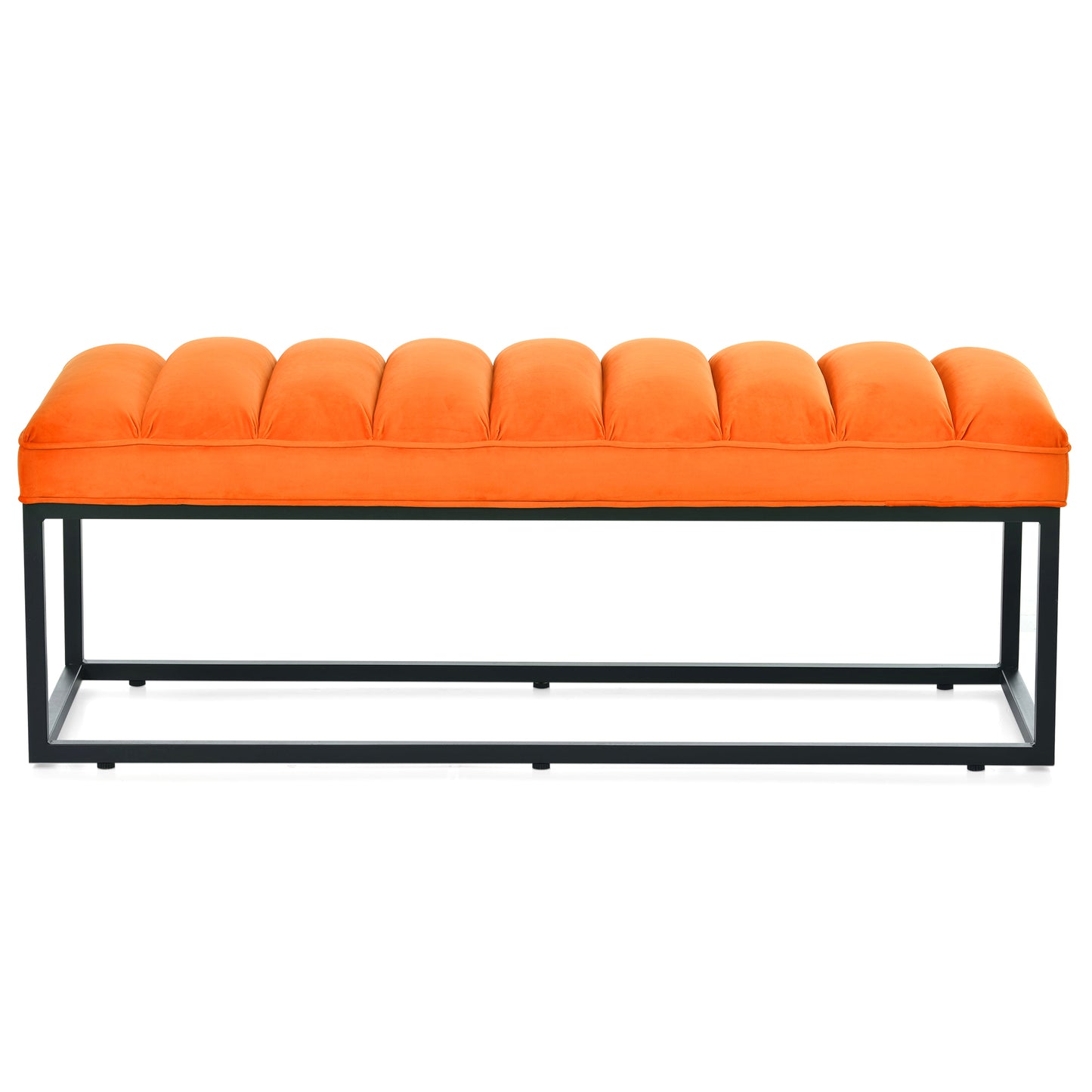 Metal Base Upholstered Bench - Orange