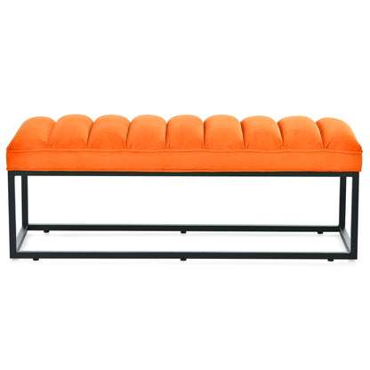 Metal Base Upholstered Bench - Orange