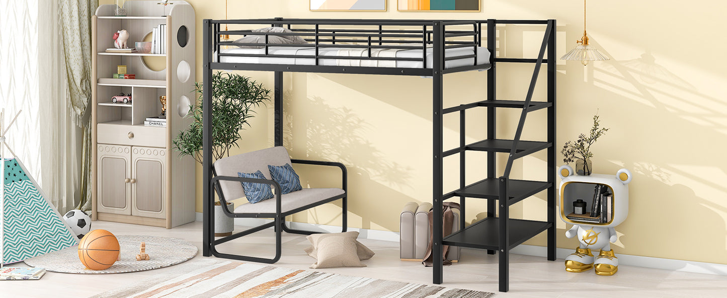 Black Beauty Loft Bed With Bench