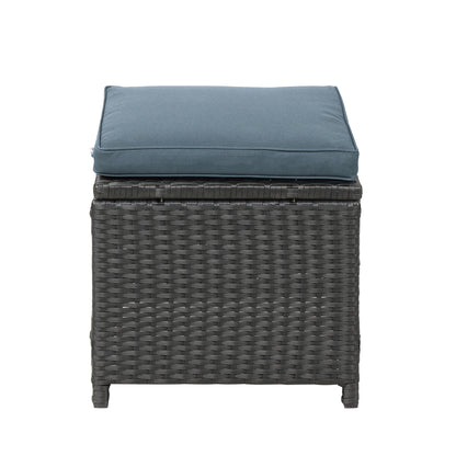 Elegant Oasis 6-Piece Outdoor Patio Furniture Set with Glass Table and Ottomans (Black)