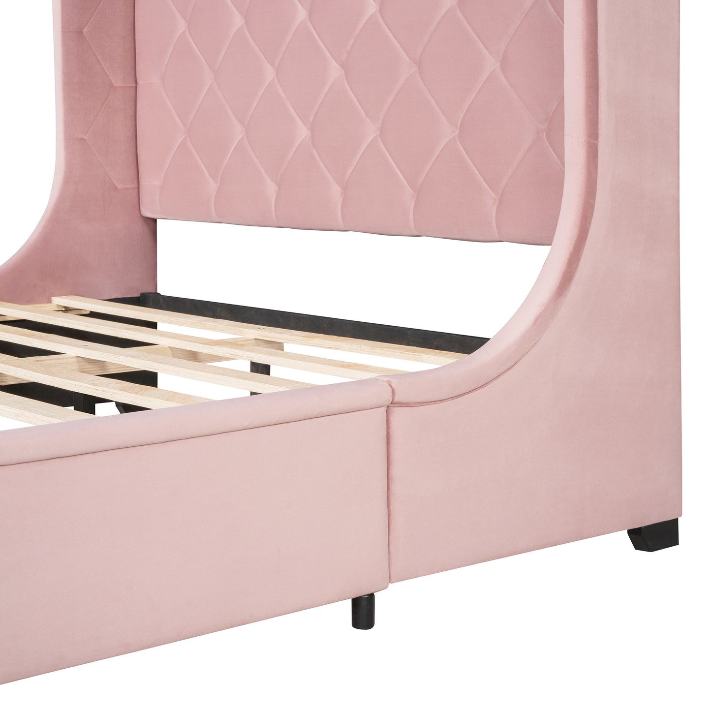 Regal Queen Size Velvet Storage Bed - Pink