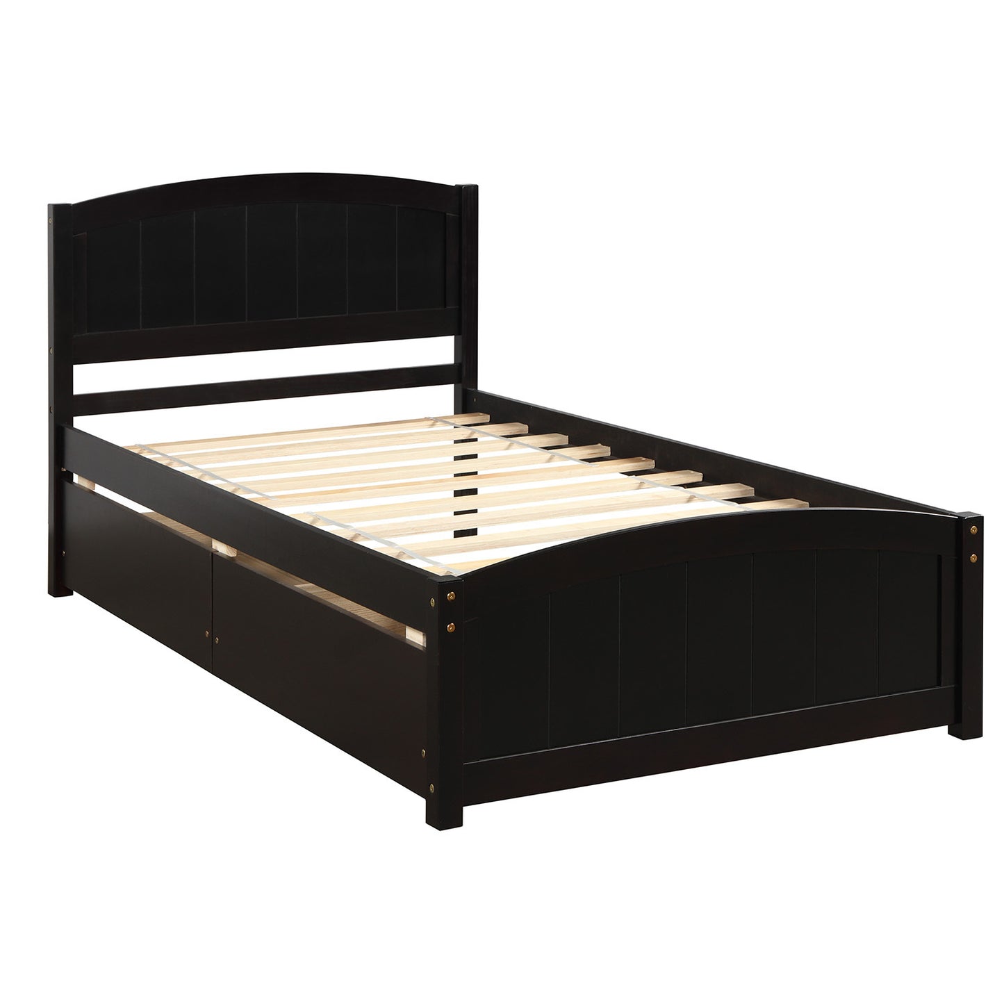 Elegant Espresso Twin Bed with Dual Drawers