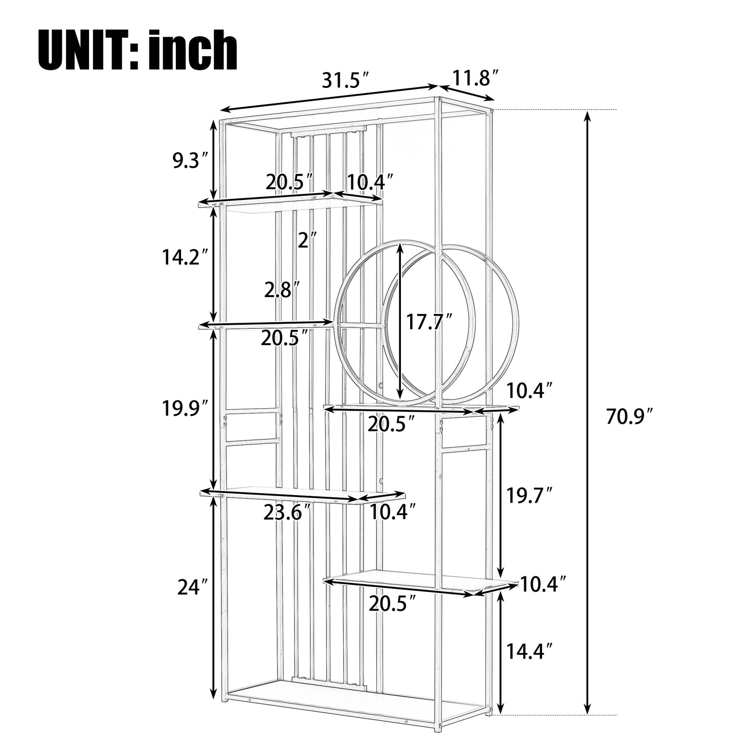 Metal Frame Storage Large Bookshelf Furniture, White