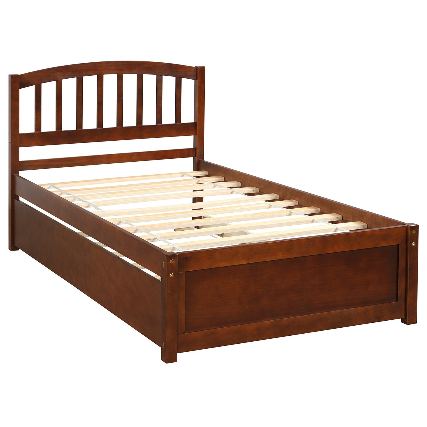 Walnut Dream Twin Platform Bed with Trundle