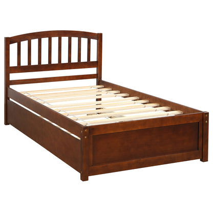 Walnut Dream Twin Platform Bed with Trundle