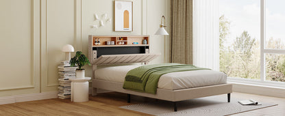 Alvin Full Size Platform Bed Frame - Beige
