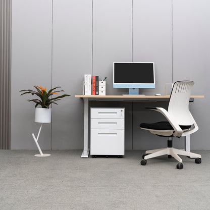 Compact 3 Drawer Mobile File Cabinet - White+Grey
