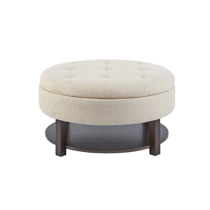 Miller Round Storage Ottoman - Beige